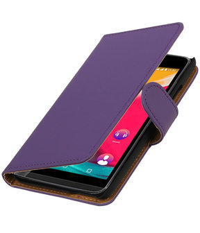 Paars Effen booktype wallet cover hoesje voor Wiko Rainbow 4G