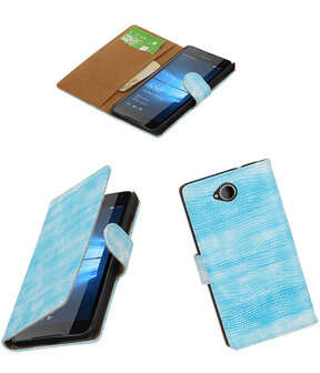 Turquoise Mini Slang booktype cover hoesje voor Microsoft Lumia 650