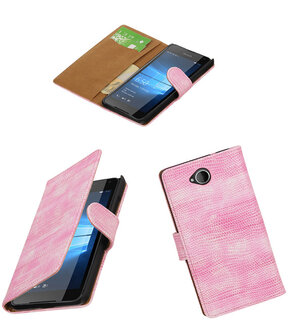 Roze Mini Slang booktype cover hoesje voor Microsoft Lumia 650