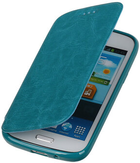 Polar Map Case Turquoise Samsung Galaxy Core i8260 TPU Bookcover Hoesje