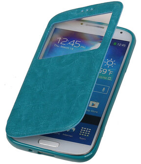 Polar View Map Case Turquoise Samsung Galaxy S4 I9500 TPU Bookcover Hoesje