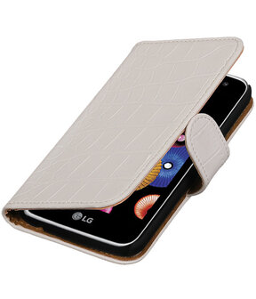 Wit Krokodil booktype cover hoesje voor LG K4