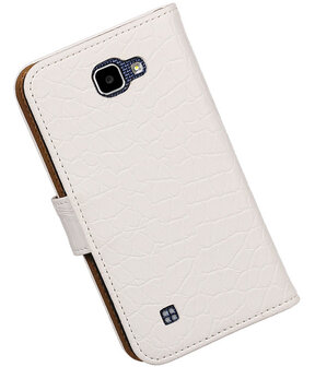 Wit Krokodil booktype cover hoesje voor LG K4