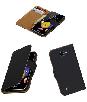 Zwart Effen booktype cover hoesje voor LG K4