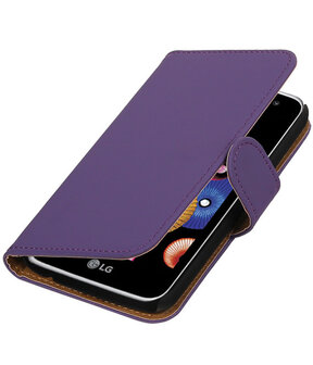 Paars Effen booktype cover hoesje voor LG K4