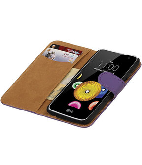 Paars Effen booktype cover hoesje voor LG K4