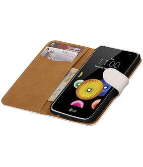 Wit Effen booktype cover hoesje voor LG K4