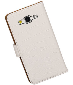 Wit Croco Samsung Galaxy Grand Prime Book/Wallet Case/Cover