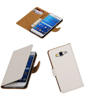 Wit Croco Samsung Galaxy Grand Prime Book/Wallet Case/Cover
