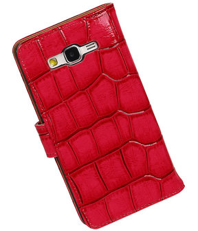 Roze Croco Samsung Galaxy Grand Prime Book/Wallet Case/Cover