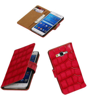 Roze Croco Samsung Galaxy Grand Prime Book/Wallet Case/Cover
