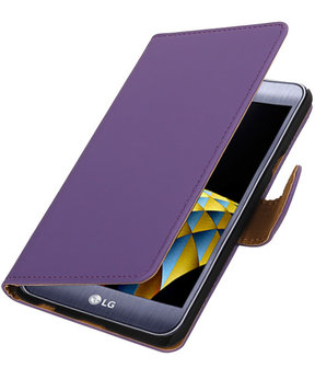 Paars Effen booktype wallet cover hoesje voor LG X Cam