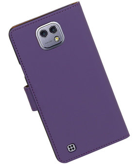 Paars Effen booktype wallet cover hoesje voor LG X Cam