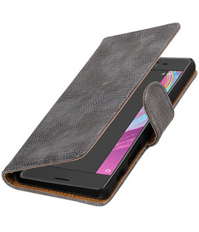 Grijs Mini Slang booktype cover hoesje voor Sony Xperia X Performance