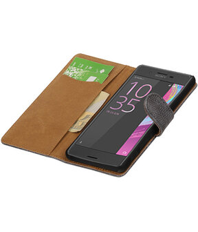 Grijs Mini Slang booktype cover hoesje voor Sony Xperia X Performance