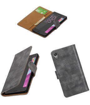 Grijs Mini Slang booktype cover hoesje voor Sony Xperia X Performance