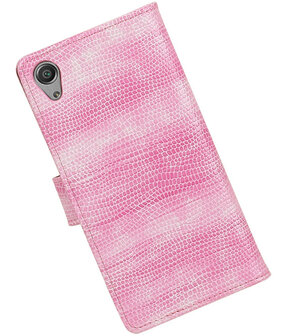 Roze Mini Slang booktype cover hoesje voor Sony Xperia X Performance