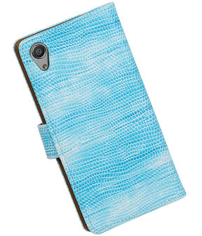 Turquoise Mini Slang booktype cover hoesje voor Sony Xperia X Performance