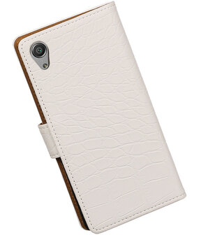 Wit Krokodil booktype cover hoesje voor Sony Xperia X Performance