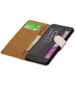 Wit Krokodil booktype cover hoesje voor Sony Xperia X Performance