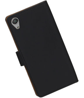 Zwart Effen booktype cover hoesje voor Sony Xperia X Performance