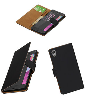 Zwart Effen booktype cover hoesje voor Sony Xperia X Performance