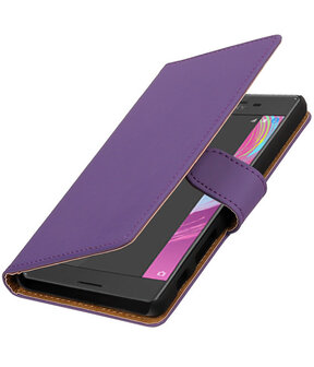 Paars Effen booktype cover hoesje voor Sony Xperia X Performance