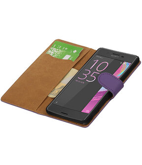 Paars Effen booktype cover hoesje voor Sony Xperia X Performance