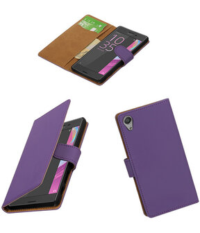 Paars Effen booktype cover hoesje voor Sony Xperia X Performance