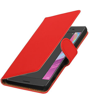 Rood Effen booktype cover hoesje voor Sony Xperia X Performance
