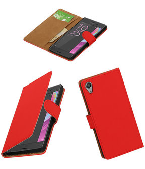 Rood Effen booktype cover hoesje voor Sony Xperia X Performance