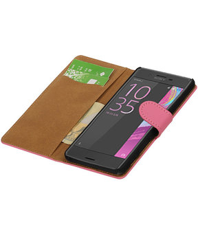 Roze Effen booktype cover hoesje voor Sony Xperia X Performance