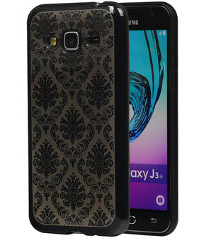 Zwart Brocant TPU back case cover hoesje voor Samsung Galaxy J3