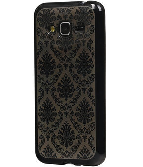 Zwart Brocant TPU back case cover hoesje voor Samsung Galaxy J3