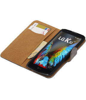 Grijs Mini Slang booktype wallet cover hoesje voor LG K10