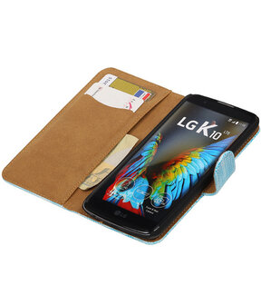 Turquoise Mini Slang booktype wallet cover hoesje voor LG K10