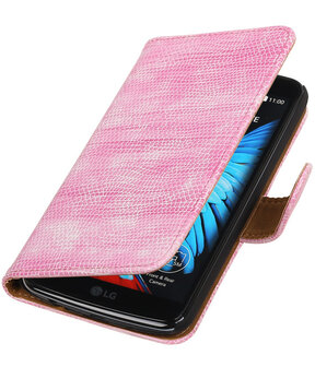 Roze Mini Slang booktype wallet cover hoesje voor LG K10