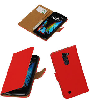 Rood Effen booktype wallet cover hoesje voor LG K8