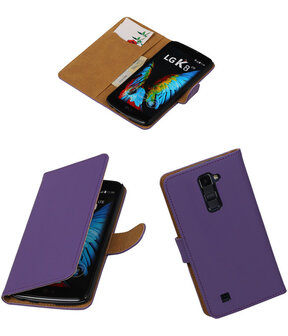 Paars Effen booktype wallet cover hoesje voor LG K8