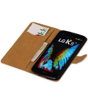 Wit Effen booktype wallet cover hoesje voor LG K8