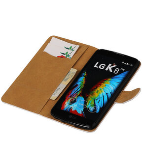Wit Effen booktype wallet cover hoesje voor LG K8