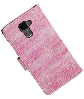 Huawei Honor 7 Booktype Wallet Hoesje Mini Slang Roze