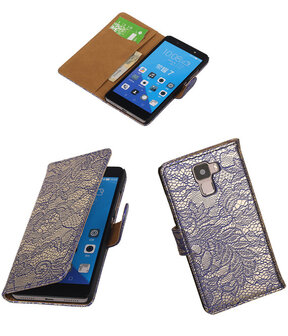 Huawei Honor 7 Lace Kant Bookstyle Wallet Hoesje Blauw