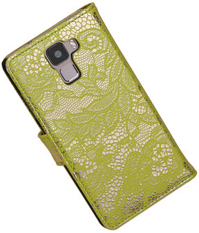 Huawei Honor 7 Lace Kant Bookstyle Wallet Hoesje Groen