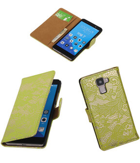 Huawei Honor 7 Lace Kant Bookstyle Wallet Hoesje Groen