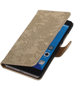 Huawei Honor 7 Lace Kant Bookstyle Wallet Hoesje Goud