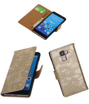 Huawei Honor 7 Lace Kant Bookstyle Wallet Hoesje Goud