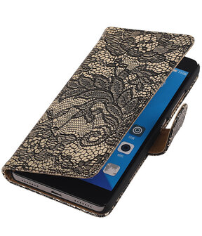 Huawei Honor 7 Lace Kant Bookstyle Wallet Hoesje Zwart