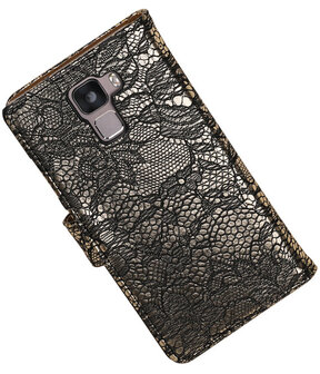 Huawei Honor 7 Lace Kant Bookstyle Wallet Hoesje Zwart