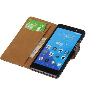 Huawei Honor 7 Lace Kant Bookstyle Wallet Hoesje Zwart